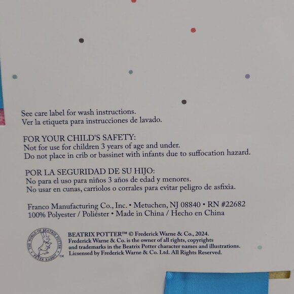 Peter Rabbit Queen Plush Blanket 90"X90" Family Sized Throw Polyester Easter - Picture 3 of 12